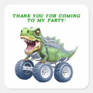 Dinosaur monster truck personalised birthday  square sticker