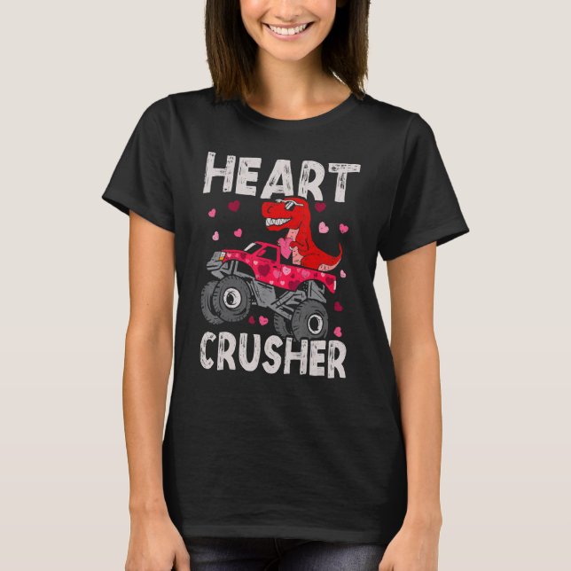 Dinosaur Monster Truck Rex Valentines Hearts Toddl T-Shirt (Front)