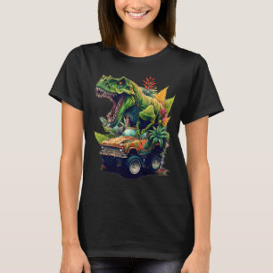 Dinosaur Monster Truck, T-Rex Riding Car, Graphic  T-Shirt