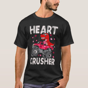 Dinosaur Monster Truck T Rex Valentines Hearts Tod T-Shirt