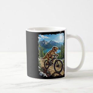 Dinosaur Mountain Biking Through Forest Trail  Coffee Mug