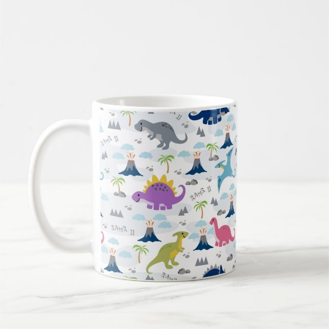 Dinosaur Mug - Cute Colourful Dinosaurs (Left)