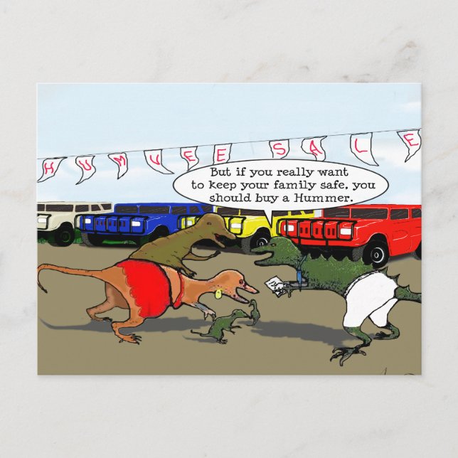 Dinosaur Not Being Pro-Environment Cartoon Postcard (Front)