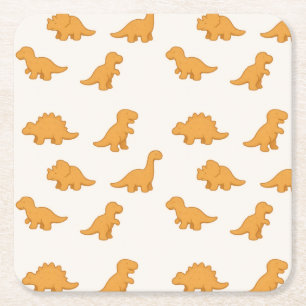 Dinosaur Nugget Playful Celebration Twist Kids Square Paper Coaster