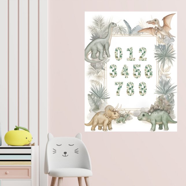 Dinosaur Numbers Nursery Watercolor Poster (Creator Uploaded)