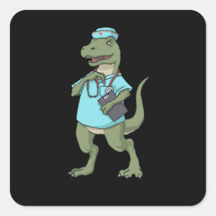 Dinosaur Nurse T-Rex RN Nurse Graduation Nurse Square Sticker