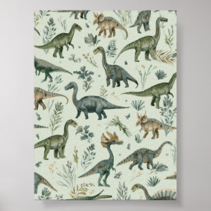Dinosaur Nursery Green Wall Art Printable