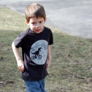 Dinosaur on a Bike In Sky With Moon Baby T-Shirt