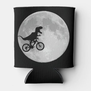 Dinosaur on a Bike In Sky With Moon Can Cooler