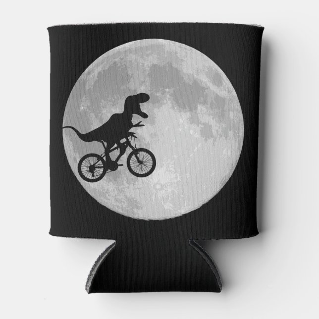 Dinosaur on a Bike In Sky With Moon Can Cooler (Front)