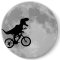 Dinosaur on a Bike In Sky With Moon Fun