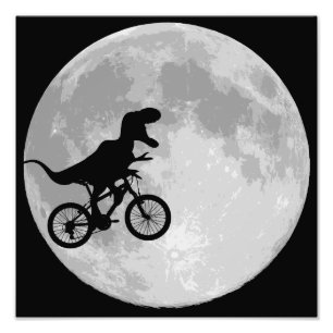 Dinosaur on a Bike In Sky With Moon  Photo Print
