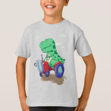 Dinosaur on a tractor