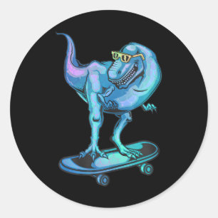 Dinosaur on Skateboard Skateboarding Dinosaur Classic Round Sticker