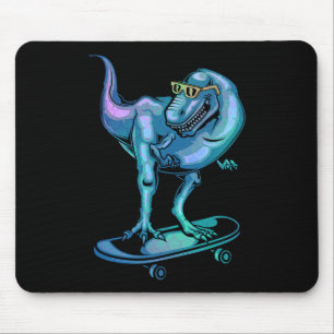 Dinosaur On Skateboard Skateboarding Dinosaur Gear Mouse Mat