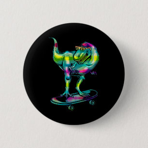 Dinosaur On Skateboard Skateboarding Skater Gear 6 Cm Round Badge