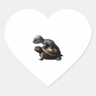 dinosaur on turtle Copy Heart Sticker