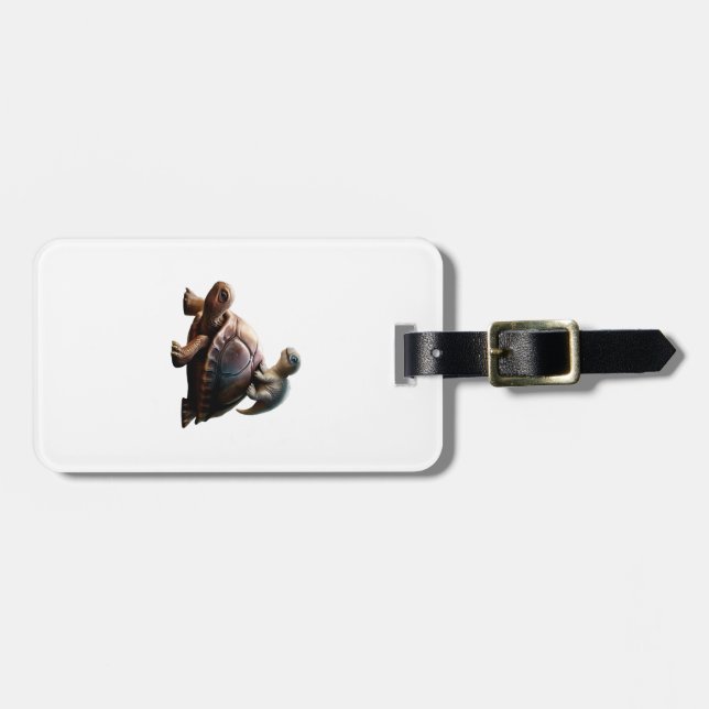 dinosaur on turtle luggage tag (Front Horizontal)