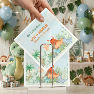 Dinosaur One-A-Saurus 1st Birthday Napkin