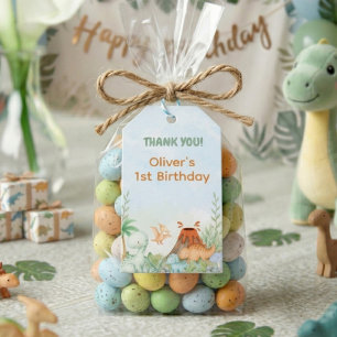 Dinosaur One-A-Saurus 1st Birthday Thank You Gift Tags
