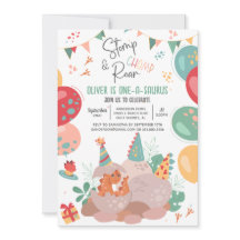Dinosaur One-A-Saurus Birthday Party Invitation