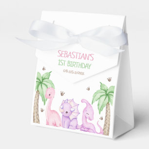 Dinosaur One-A-Saurus Girl 1st Birthday Party Favour Box