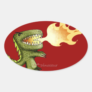 Dinosaur or Dragon kids art with Loston Wallace Oval Sticker