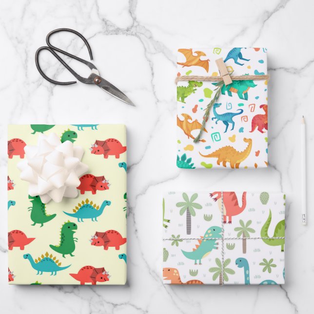Dinosaur Pack Wrapping Paper (Front)
