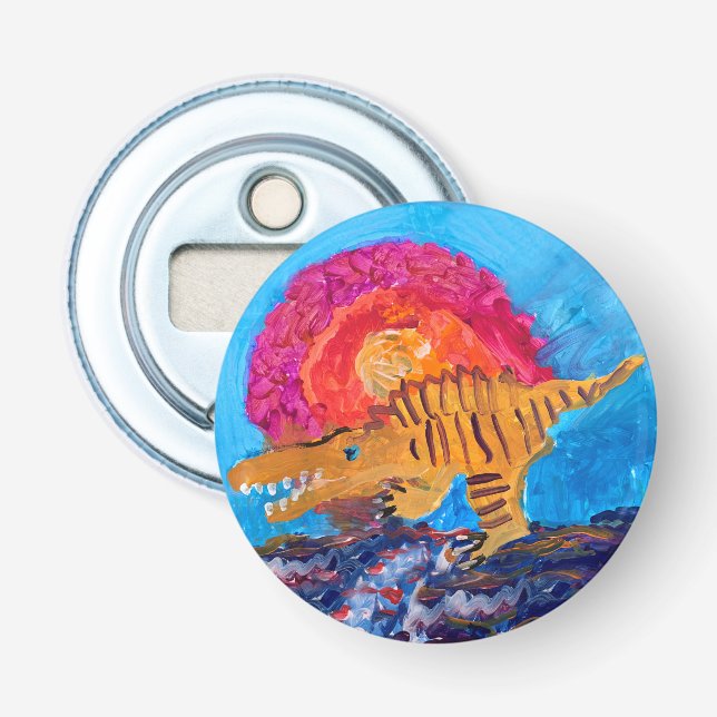 dinosaur painting bottle opener (Front)
