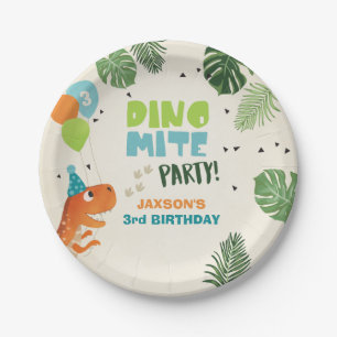 Dinosaur Paper Plates Birthday Dino mite T-rex Boy
