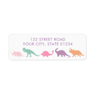 Dinosaur Parade, Jewel Tones Custom Address