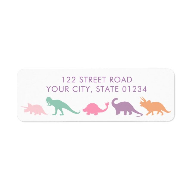 Dinosaur Parade, Jewel Tones Custom Address (Front)