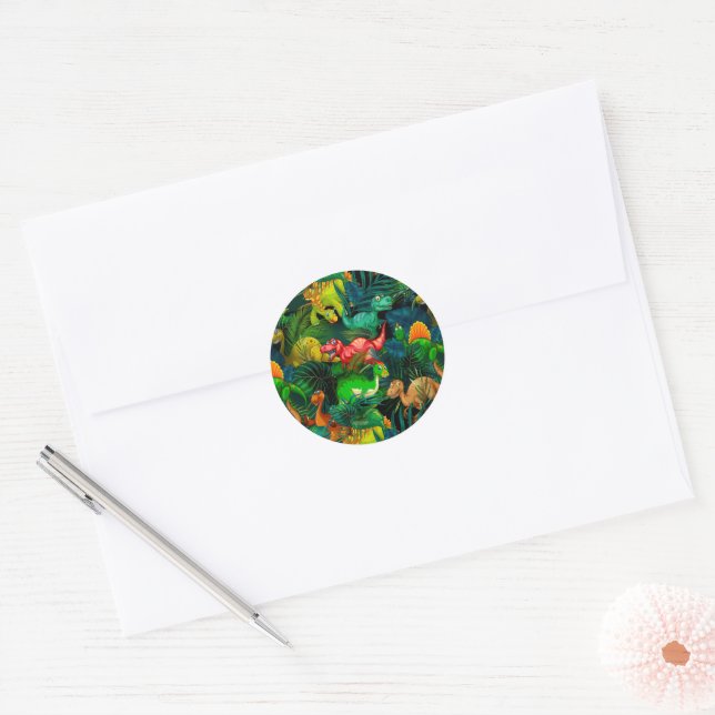 Dinosaur Park Classic Round Sticker (Envelope)