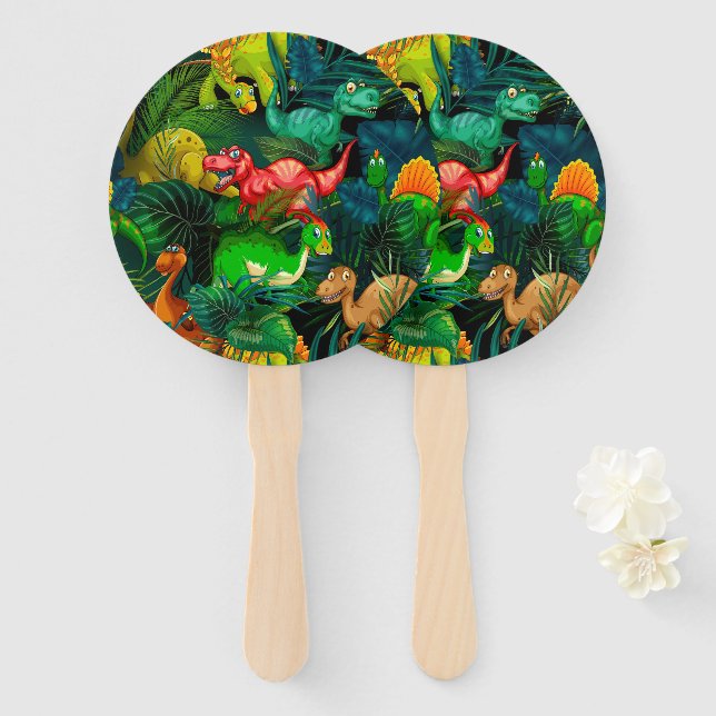 Dinosaur Park Hand Fan (Front and Back)