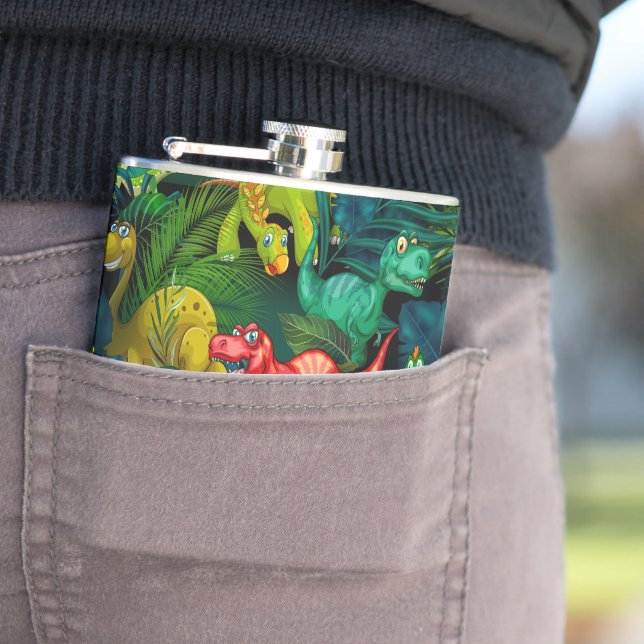 Dinosaur Park Hip Flask (In Situ)