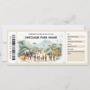 Dinosaur Park Ticket Gift Certificate Template