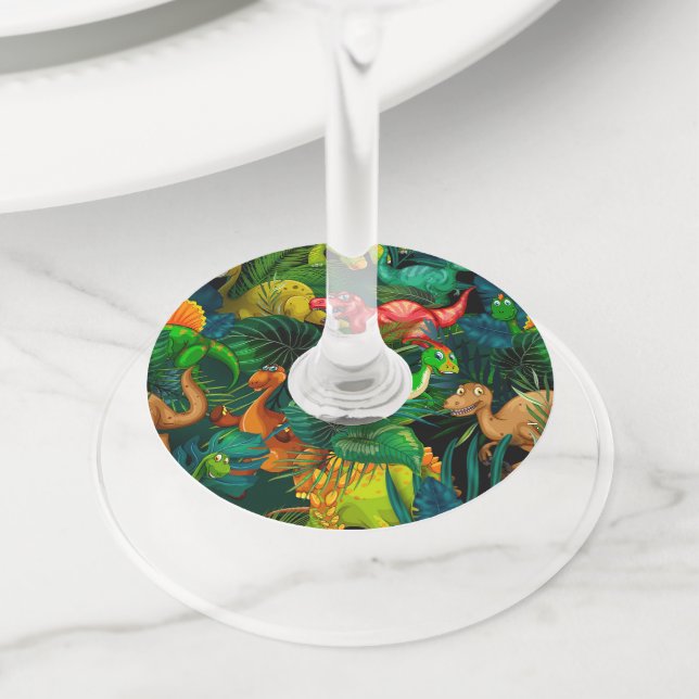 Dinosaur Park Wine Glass Tag (Close Up)