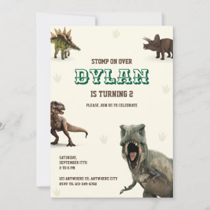 Dinosaur Party Animals Kids Birthday Invitation