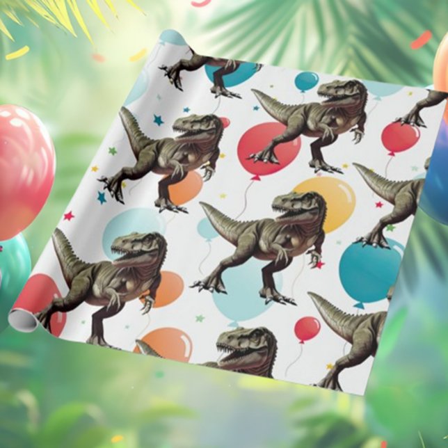 Dinosaur Party Balloon Wrapping Paper (T-Rex Party Supplies for Your Little One!)