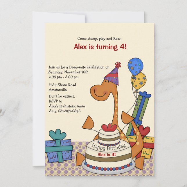 Dinosaur Party Birthday Invitation (Front)
