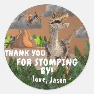 Dinosaur party Cool T rex thank you  Classic Round Sticker