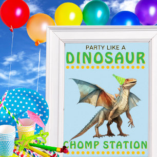 Dinosaur Party Decor Sign: Chomp Station