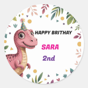 Dinosaur Party Fun Personalis Customizable Sticker