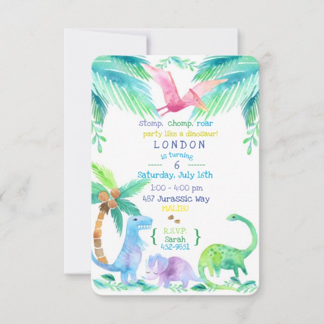 Dinosaur party invitation (Front)