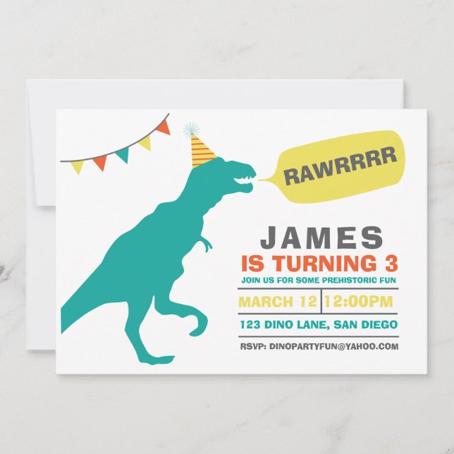 dinosaur party invitation (Front)