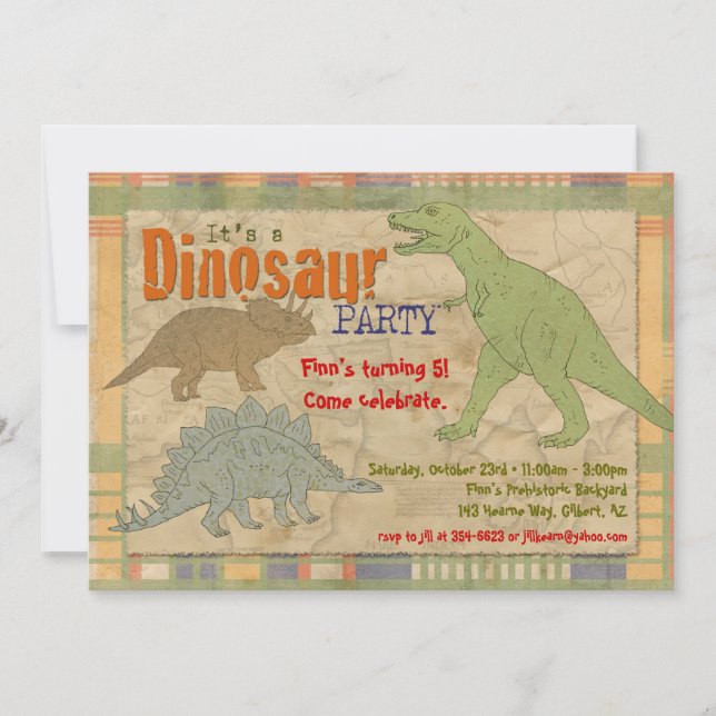 Dinosaur Party Invitation - Personalised (Front)