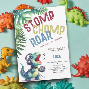 Dinosaur Party Moves Stomp Chomp Roar Boy Birthday Invitation