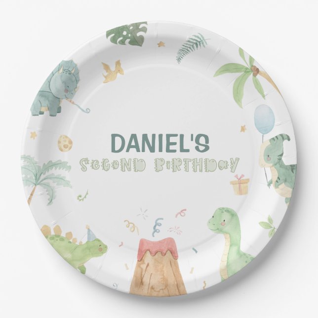 Dinosaur Party Paper Plates (Front)