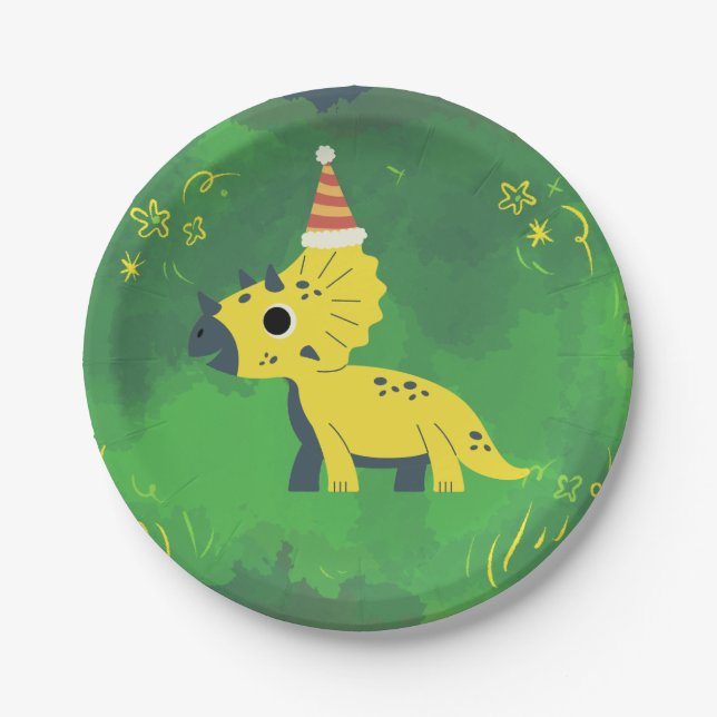 Dinosaur Party Plate Green (Front)