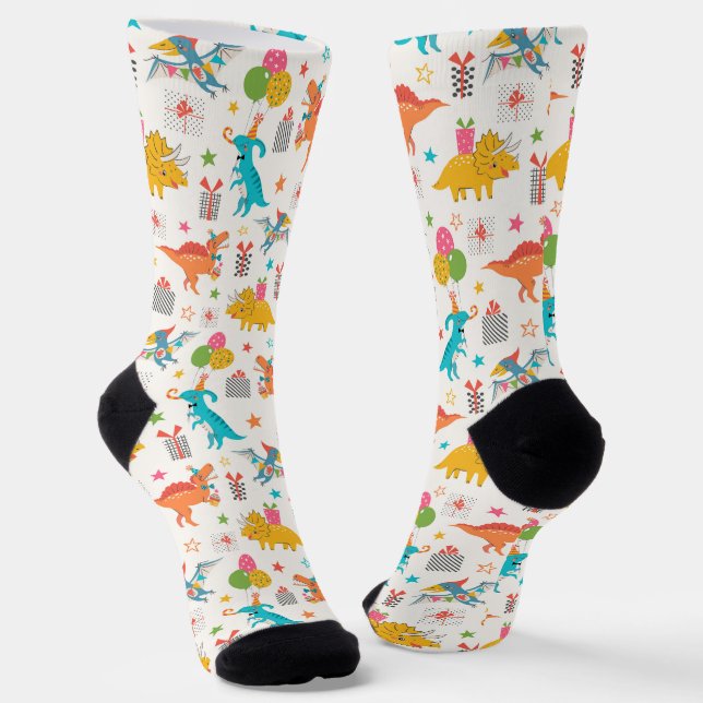 Dinosaur Party  Socks (Angled)
